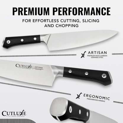 Chef Knife Set, 3 PCS Professional Chef's Knife Set – Razor Sharp German Steel, Full Tang, Ergonomic Handles - Artisan Series