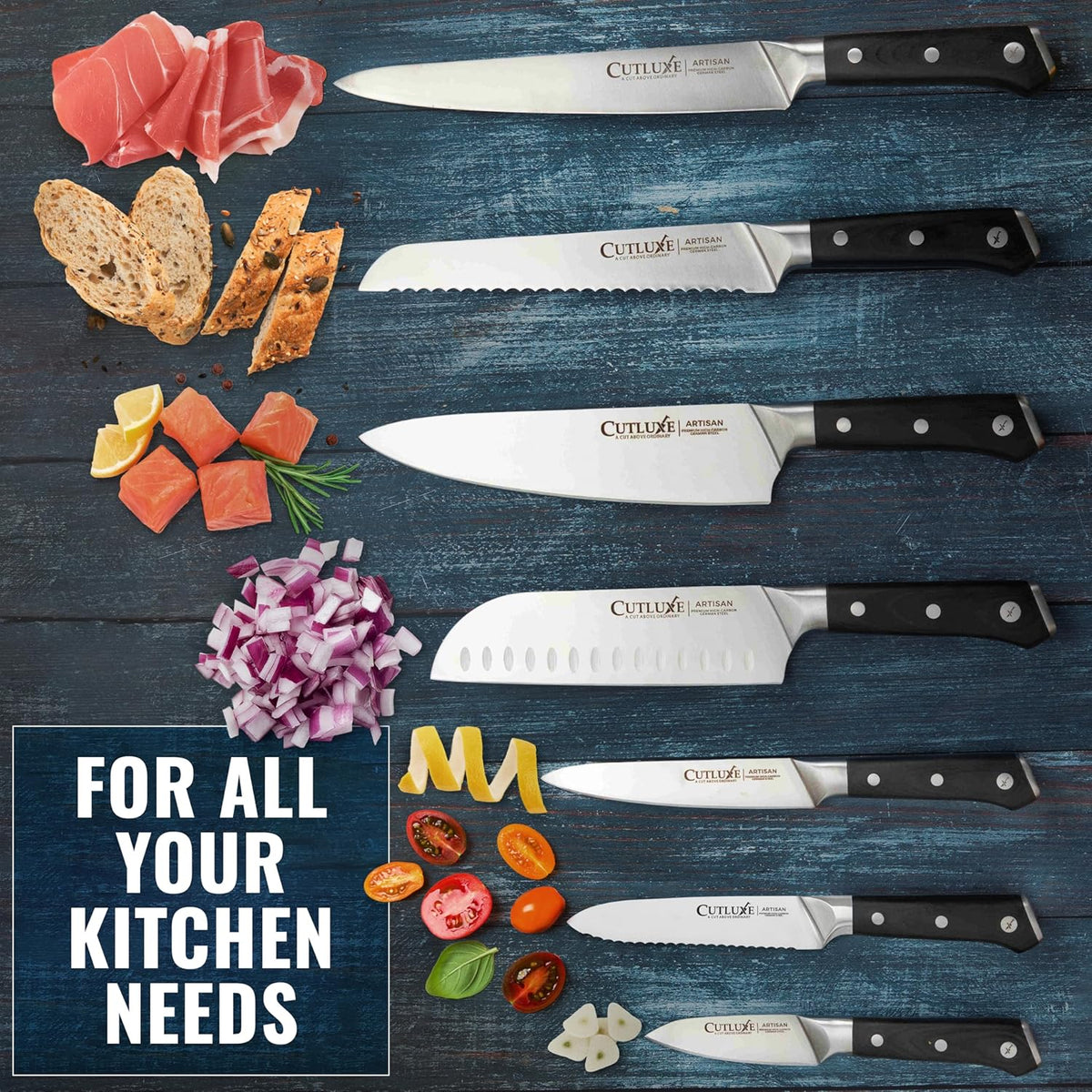Chef Knife Set, 3 PCS Professional Chef's Knife Set – Razor Sharp German Steel, Full Tang, Ergonomic Handles - Artisan Series