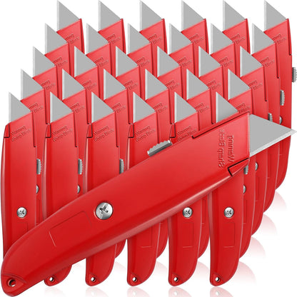 30 Pcs Box Cutters Bulk, Utility Knives, Red