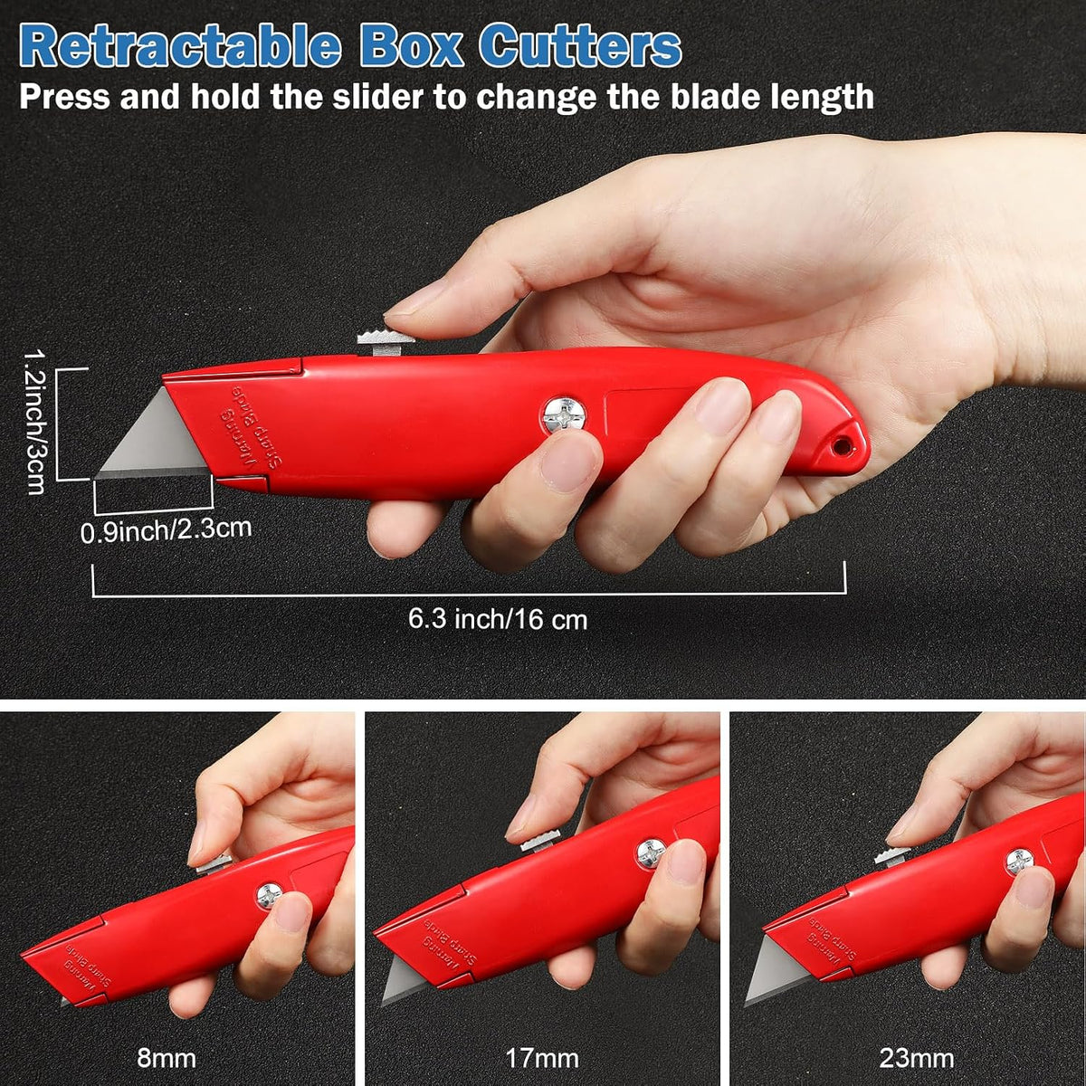 30 Pcs Box Cutters Bulk, Utility Knives, Red