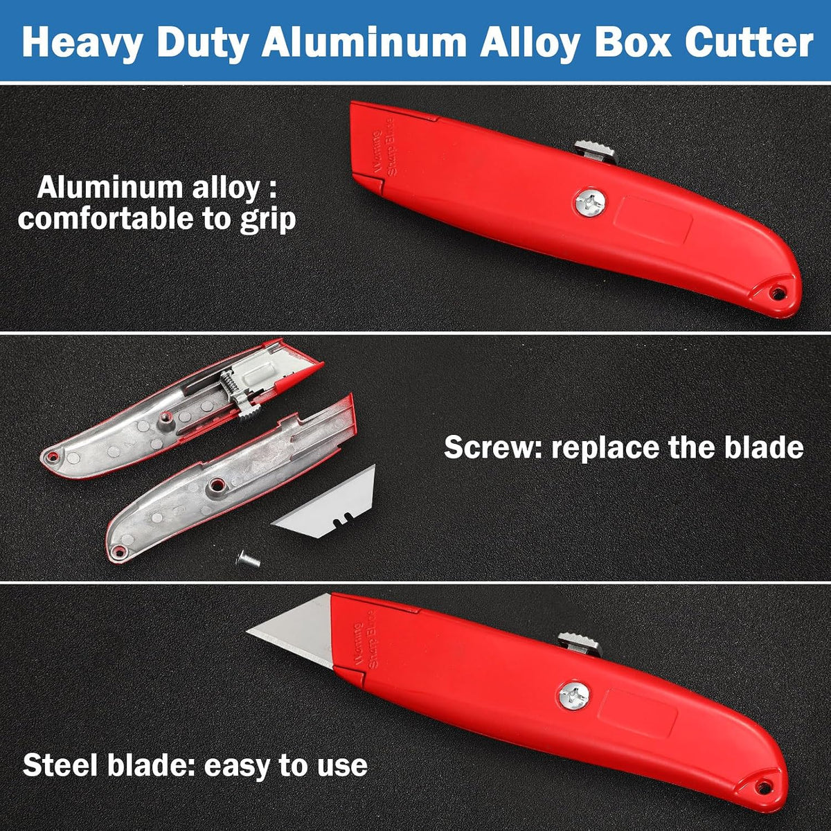 30 Pcs Box Cutters Bulk, Utility Knives, Red
