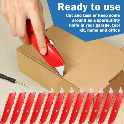 30 Pcs Box Cutters Bulk, Utility Knives, Red