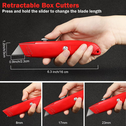 30 Pcs Box Cutters Bulk, Utility Knives, Red