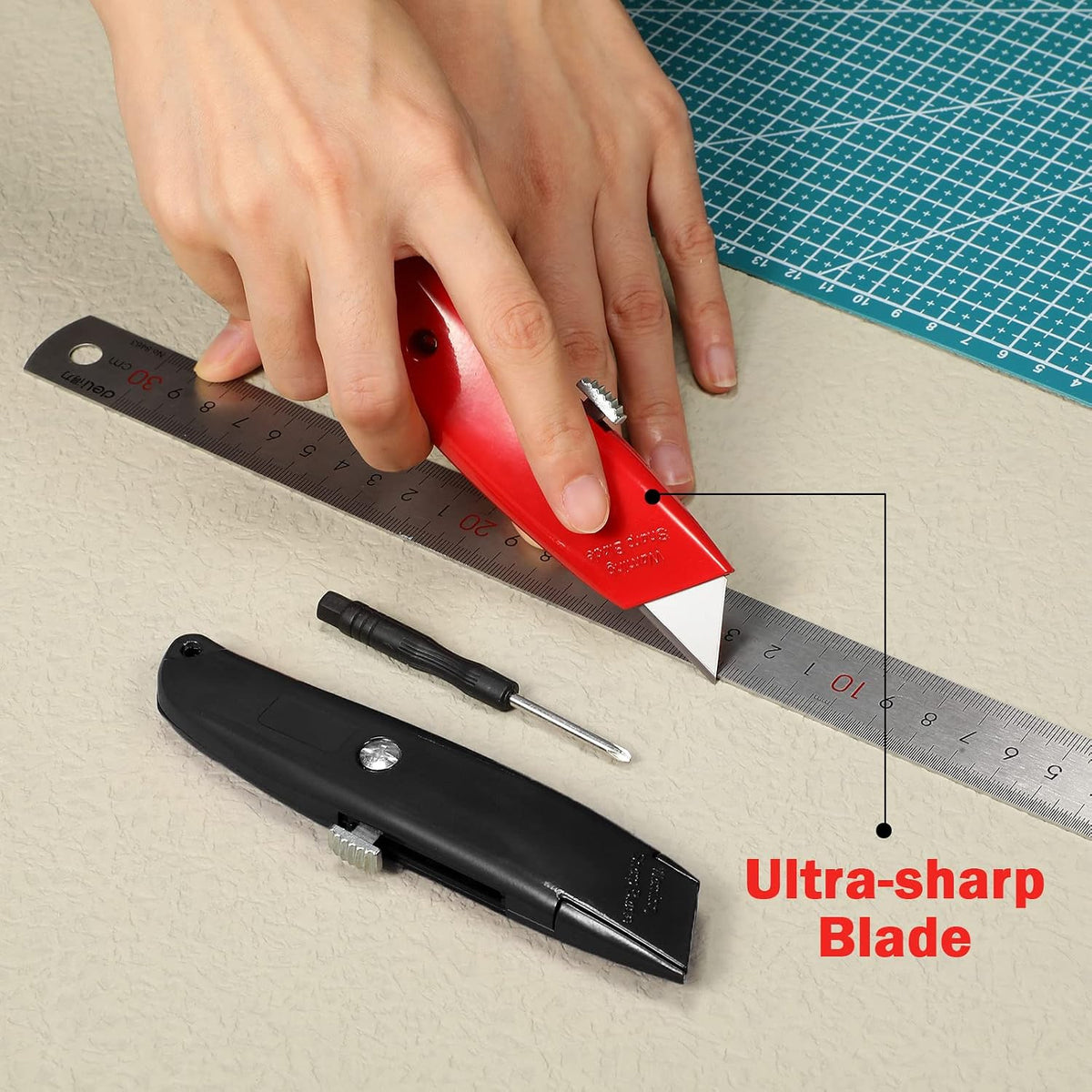 30 Pcs Box Cutters Bulk, Utility Knives, Red