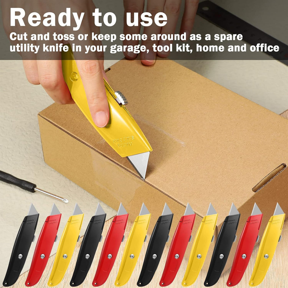 30 Pcs Box Cutters Bulk, Utility Knives, Red