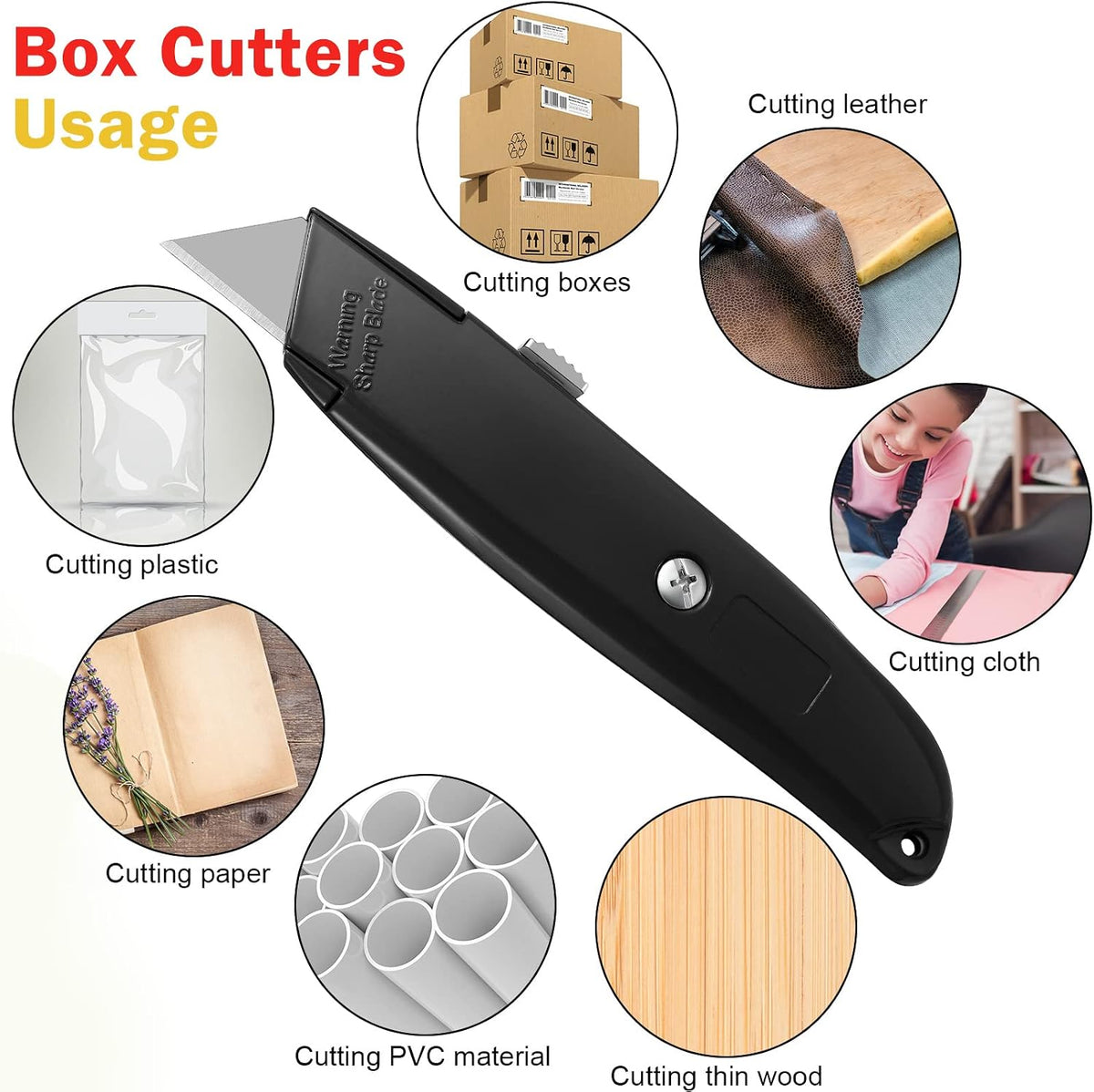 30 Pcs Box Cutters Bulk, Utility Knives, Red