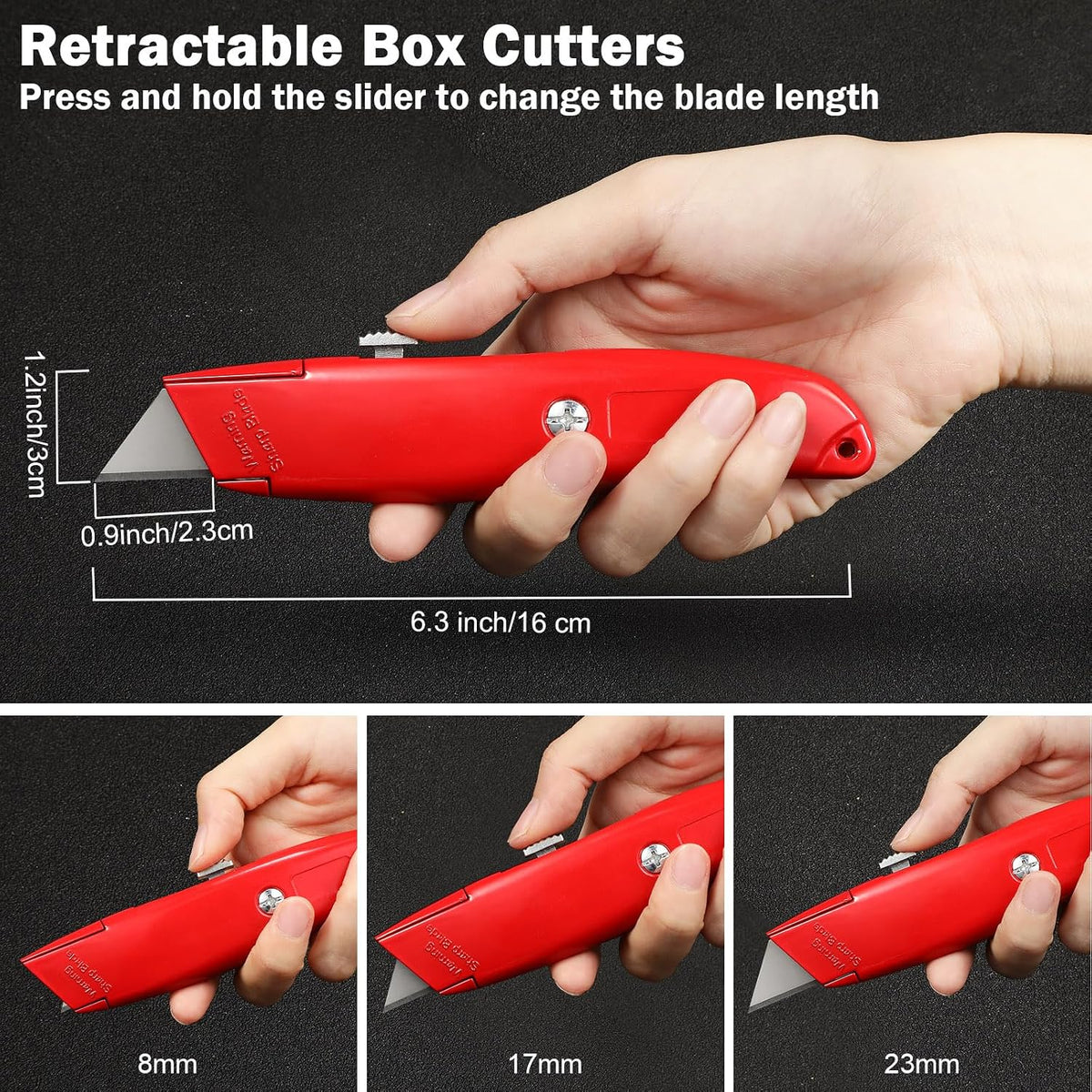 30 Pcs Box Cutters Bulk, Utility Knives, Red