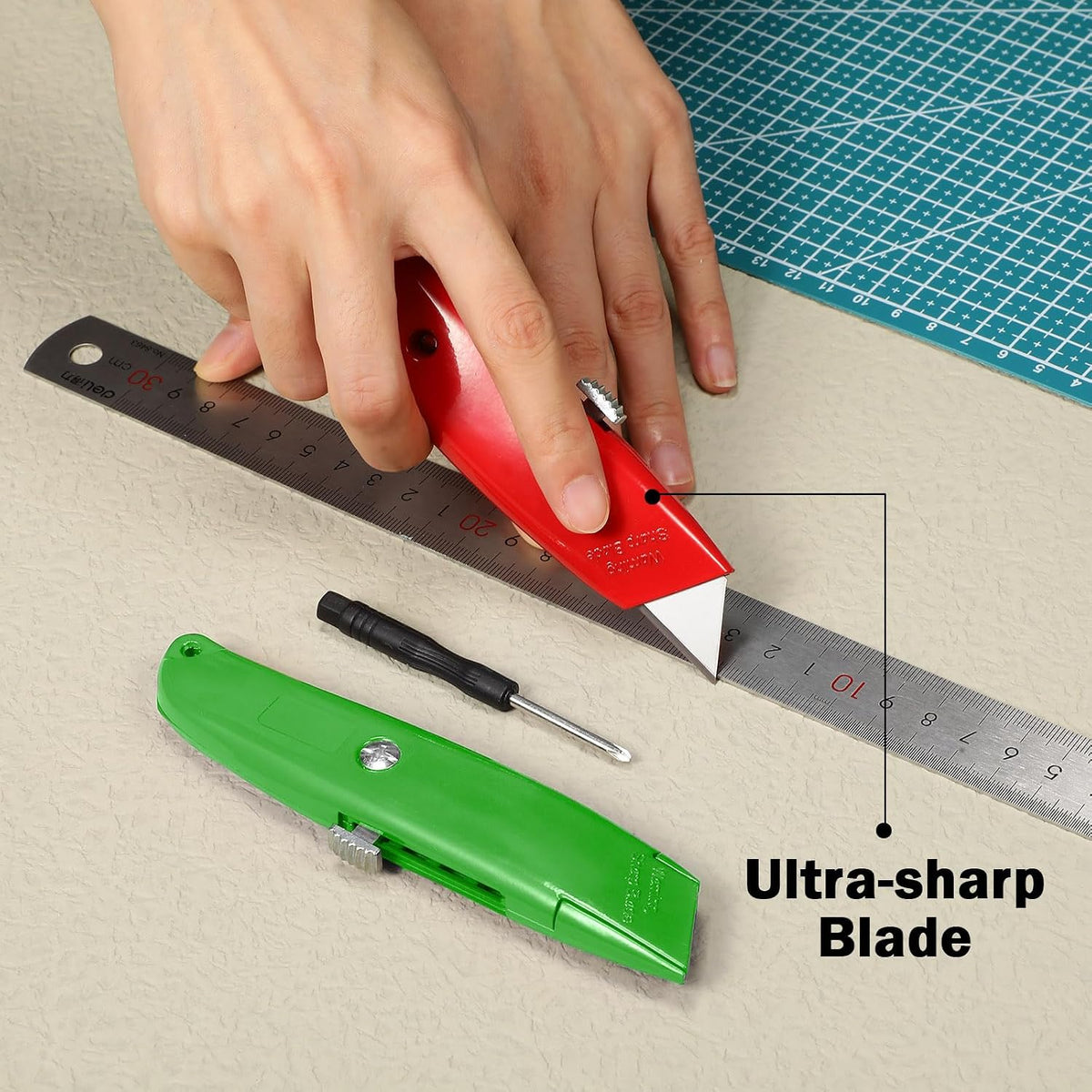 30 Pcs Box Cutters Bulk, Utility Knives, Red