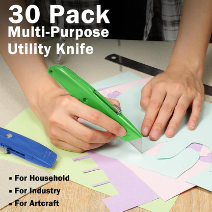 30 Pcs Box Cutters Bulk, Utility Knives, Red