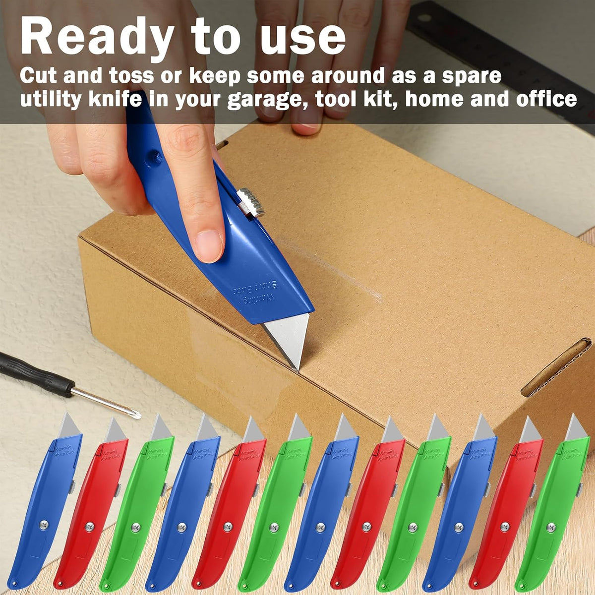 30 Pcs Box Cutters Bulk, Utility Knives, Red