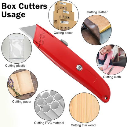 30 Pcs Box Cutters Bulk, Utility Knives, Red