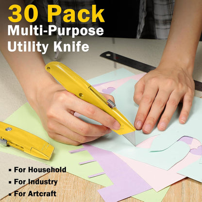 30 Pcs Box Cutters Bulk, Utility Knives, Red