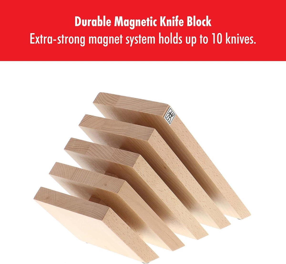 Upright Magnetic Knife Block, Made in Italy, White Beechwood Kitchen Knife Holder, Contemporary Countertop Storage