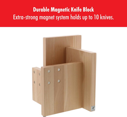 Upright Magnetic Knife Block, Made in Italy, White Beechwood Kitchen Knife Holder, Contemporary Countertop Storage