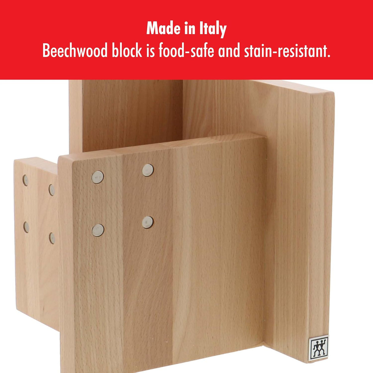 Upright Magnetic Knife Block, Made in Italy, White Beechwood Kitchen Knife Holder, Contemporary Countertop Storage