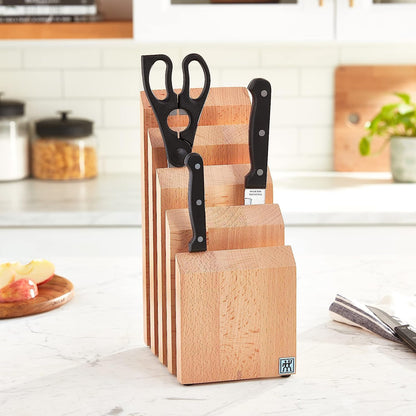 Upright Magnetic Knife Block, Made in Italy, White Beechwood Kitchen Knife Holder, Contemporary Countertop Storage