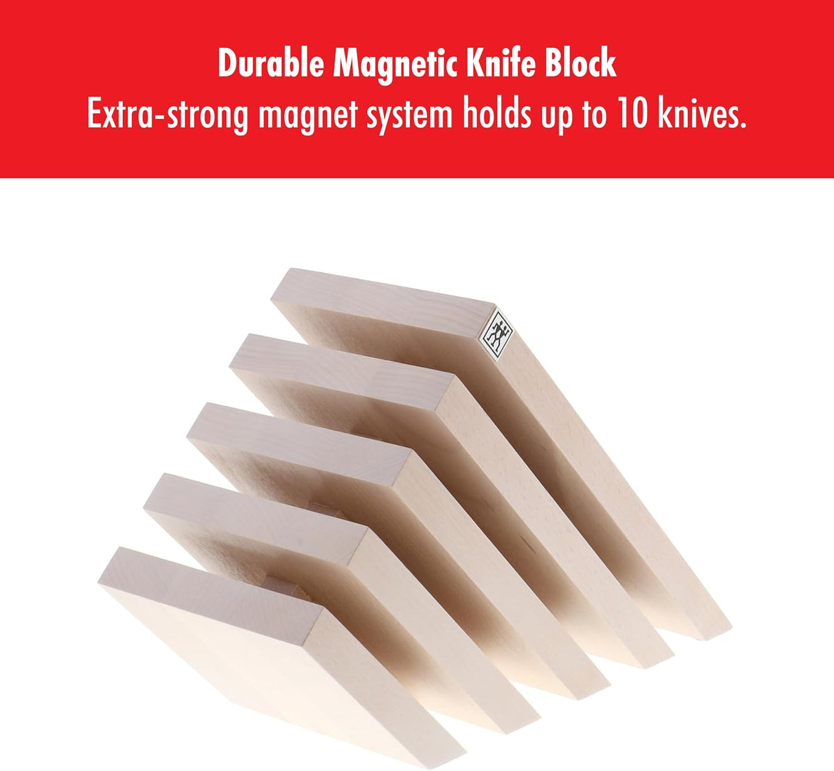Upright Magnetic Knife Block, Made in Italy, White Beechwood Kitchen Knife Holder, Contemporary Countertop Storage