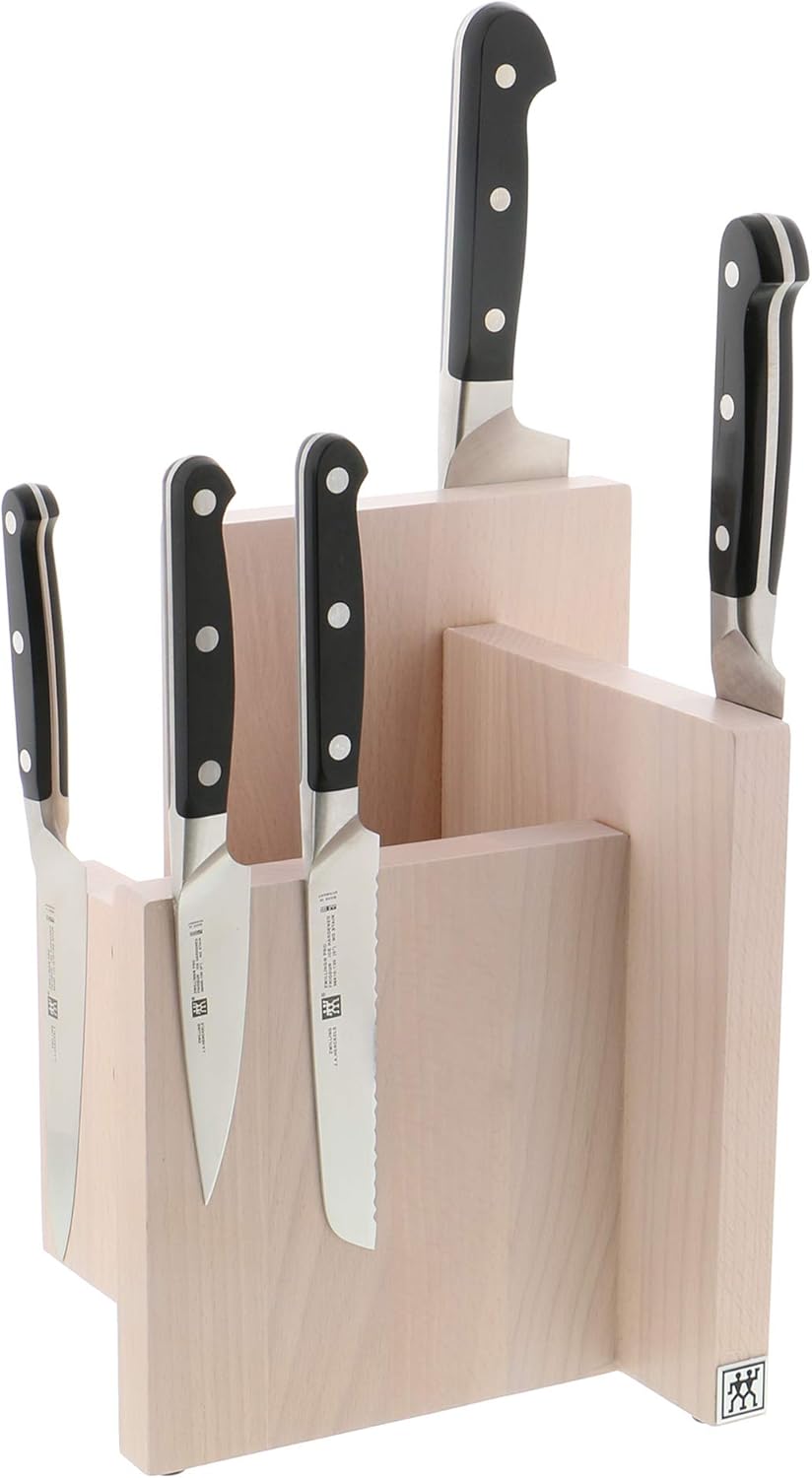 Upright Magnetic Knife Block, Made in Italy, White Beechwood Kitchen Knife Holder, Contemporary Countertop Storage