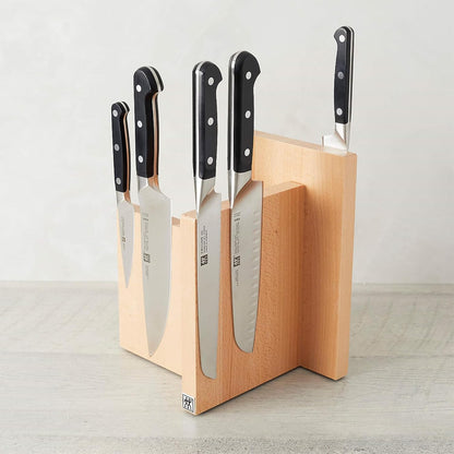 Upright Magnetic Knife Block, Made in Italy, White Beechwood Kitchen Knife Holder, Contemporary Countertop Storage