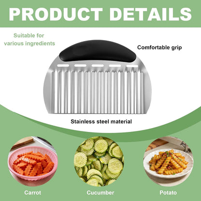 Stainless Steel Onion Holder for Slicing & Crinkle Cutter, for Home Kitchen | Onion Slicer Holder, Crinkle Cutter, French Fry & Vegetable Cutter for Potatoes, Lemon and Tomatoes, Ergonomic Handle