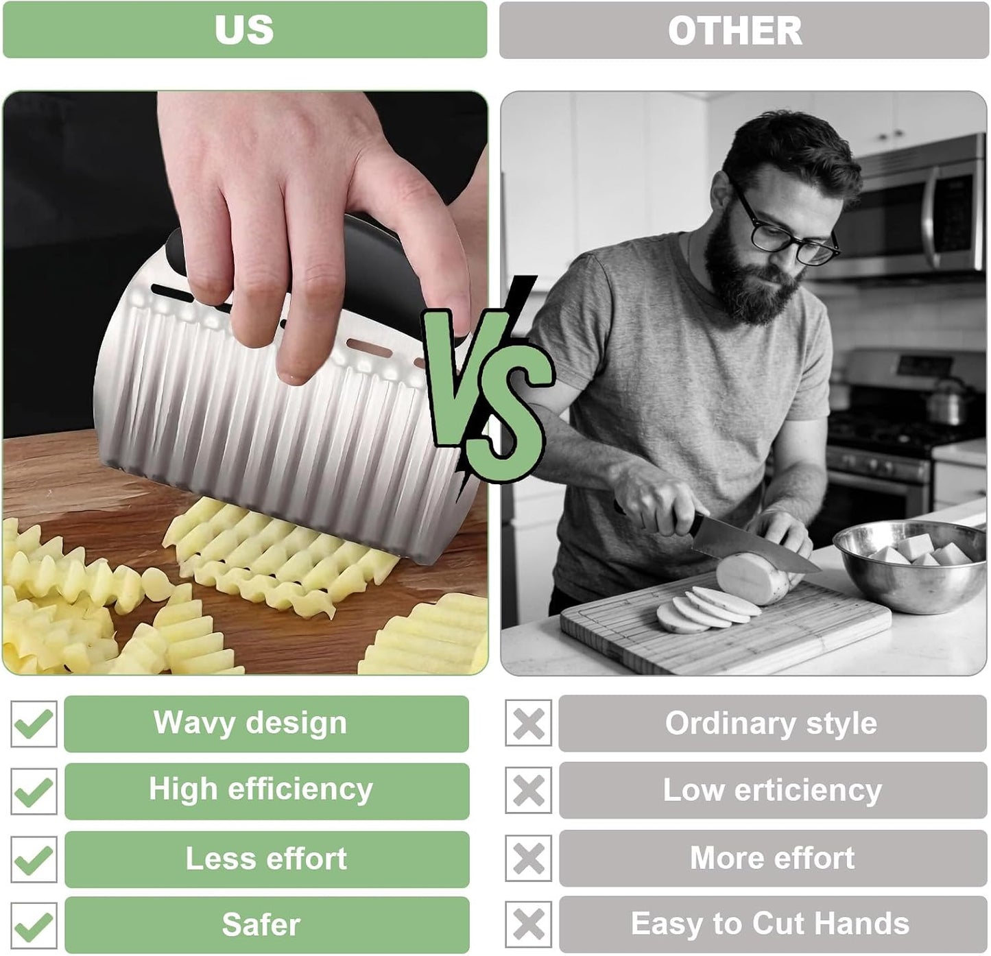 Stainless Steel Onion Holder for Slicing & Crinkle Cutter, for Home Kitchen | Onion Slicer Holder, Crinkle Cutter, French Fry & Vegetable Cutter for Potatoes, Lemon and Tomatoes, Ergonomic Handle
