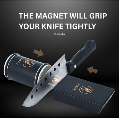 Rolling Knife Sharpener Kit – Diamond Knife Sharpener Roller with 20 Degree Magnetic Angle Guide For Razor Sharp Edges with 2 Grit Discs