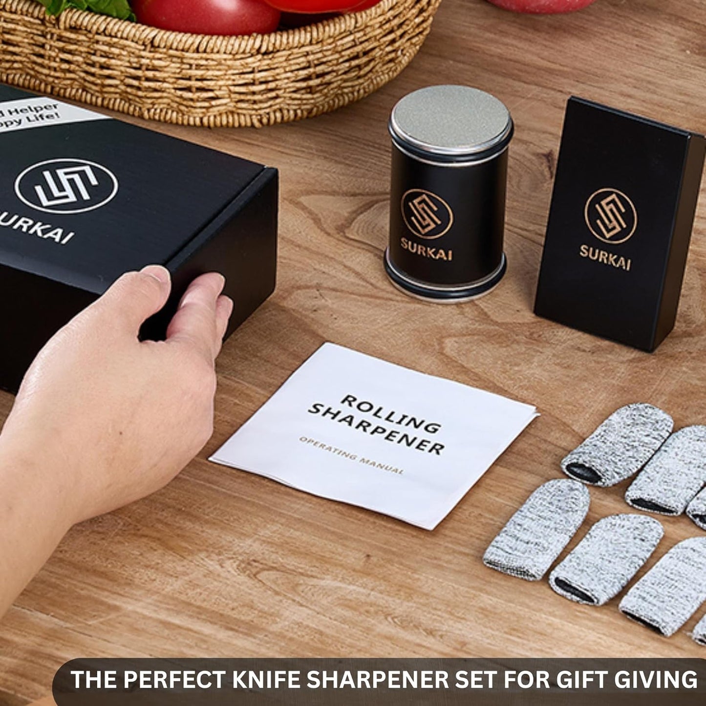 Rolling Knife Sharpener Kit – Diamond Knife Sharpener Roller with 20 Degree Magnetic Angle Guide For Razor Sharp Edges with 2 Grit Discs