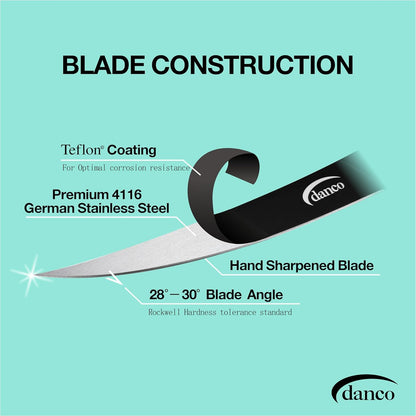 danco Pro Series 5-Inch Fillet Knife with German Steel Blade and Sheath | Pro Series 5-Inch Fillet Knife, Full Tang German G4116 Stainless Steel Blade, Teflon Coating, TPR Grip, Molded Nylon Sheath