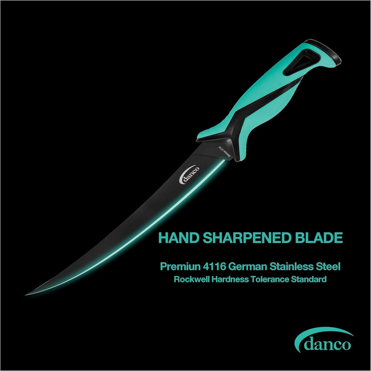 danco Pro Series 5-Inch Fillet Knife with German Steel Blade and Sheath | Pro Series 5-Inch Fillet Knife, Full Tang German G4116 Stainless Steel Blade, Teflon Coating, TPR Grip, Molded Nylon Sheath