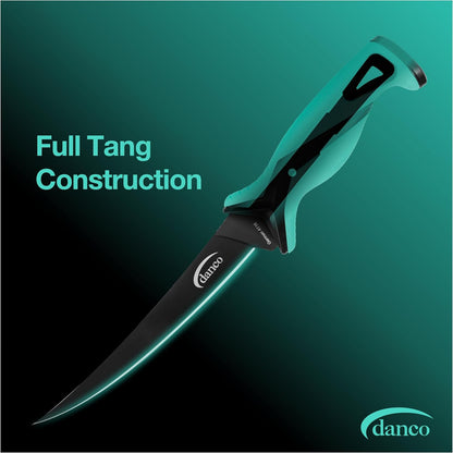 danco Pro Series 5-Inch Fillet Knife with German Steel Blade and Sheath | Pro Series 5-Inch Fillet Knife, Full Tang German G4116 Stainless Steel Blade, Teflon Coating, TPR Grip, Molded Nylon Sheath