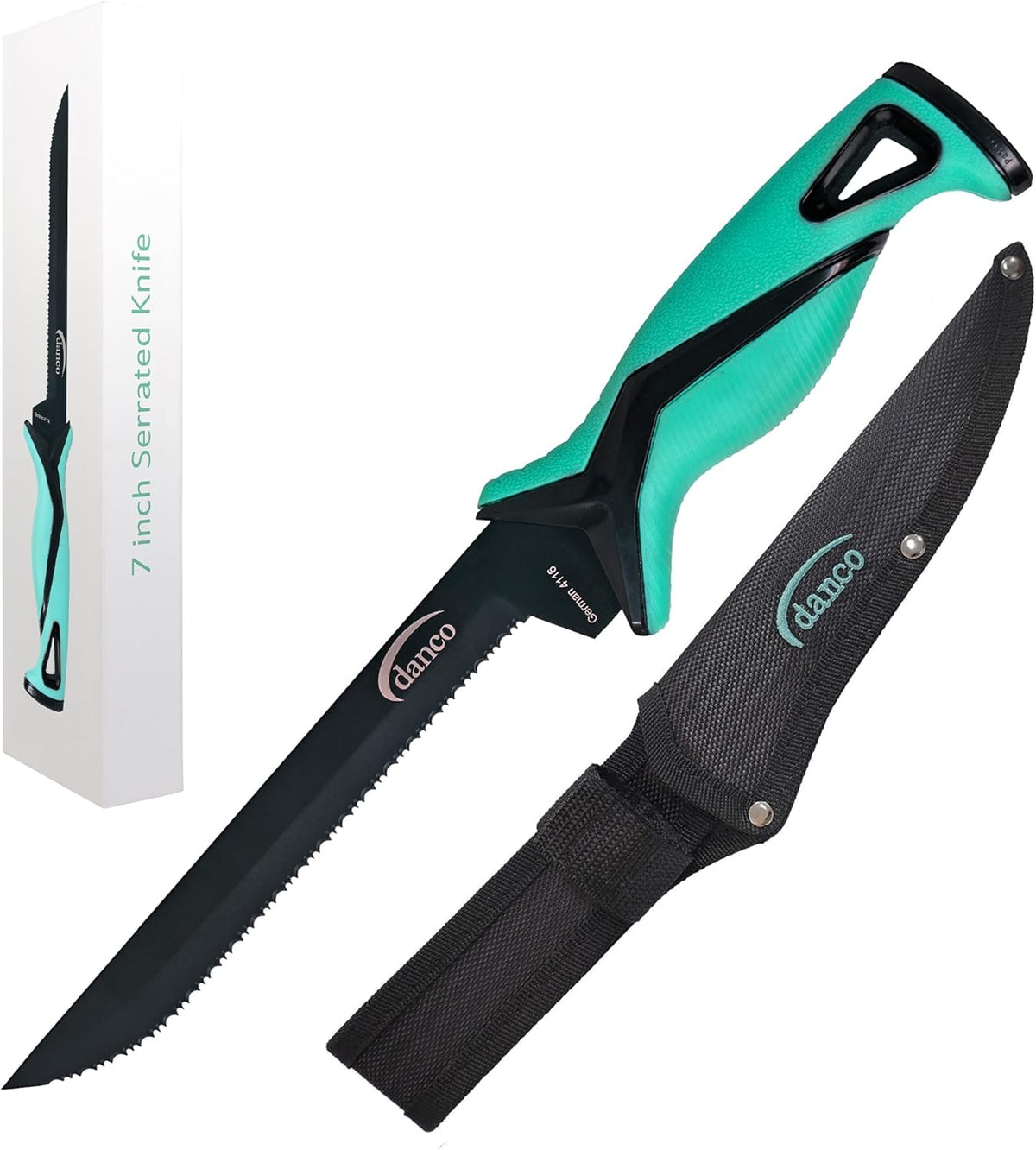 danco Pro Series 5-Inch Fillet Knife with German Steel Blade and Sheath | Pro Series 5-Inch Fillet Knife, Full Tang German G4116 Stainless Steel Blade, Teflon Coating, TPR Grip, Molded Nylon Sheath