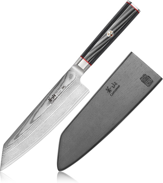 Cangshan YARI Series X-7 Damascus Steel 7-inch Kiritsuke Knife with Sheath