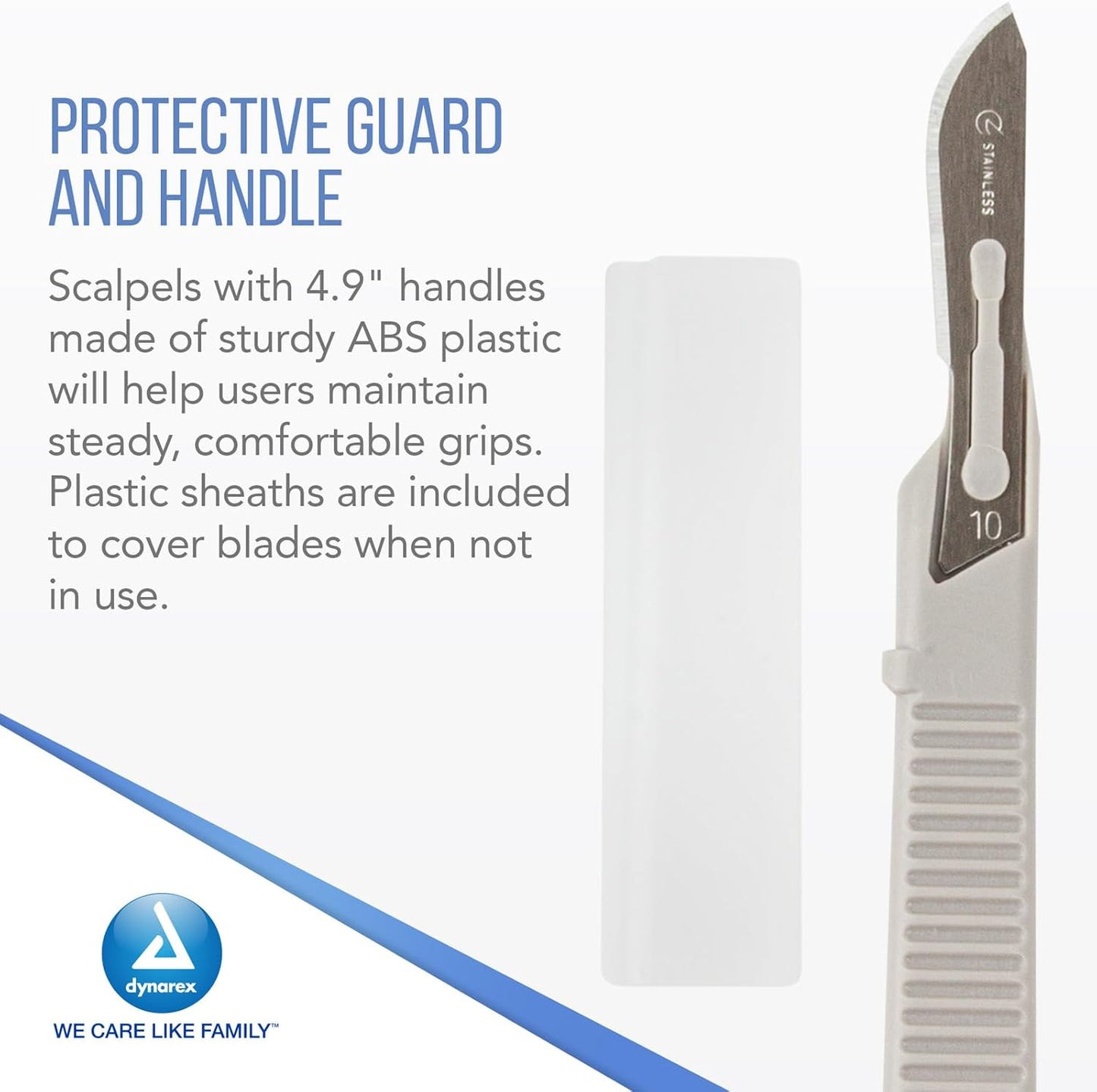 Medi-Cut Disposable Scalpel Blades - Sterile Knives with Plastic Guard - 4.9-inch Plastic Handle, Stainless Steel Blade - Size 10