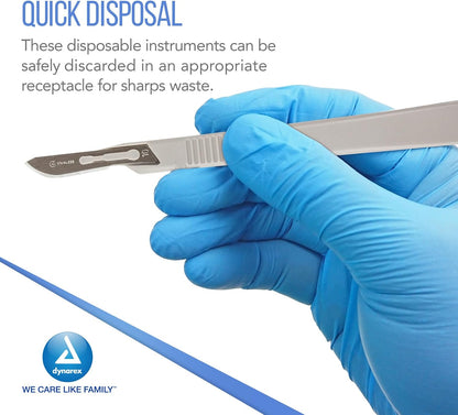 Medi-Cut Disposable Scalpel Blades - Sterile Knives with Plastic Guard - 4.9-inch Plastic Handle, Stainless Steel Blade - Size 10