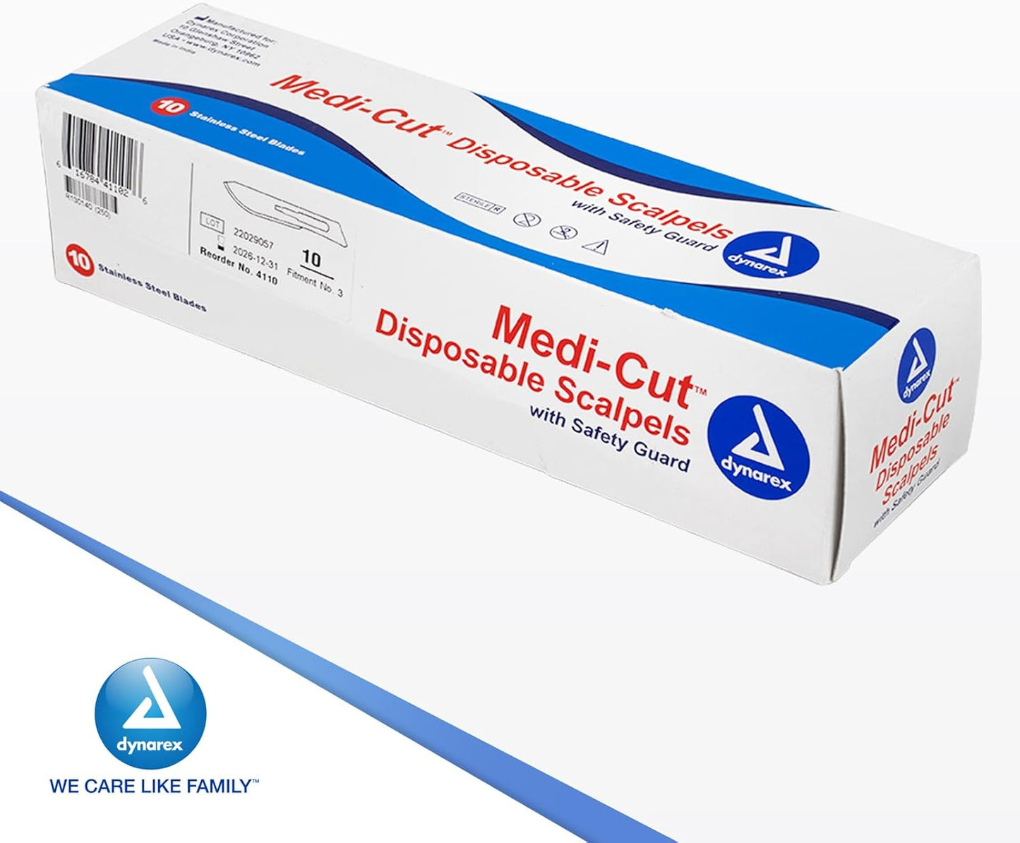 Medi-Cut Disposable Scalpel Blades - Sterile Knives with Plastic Guard - 4.9-inch Plastic Handle, Stainless Steel Blade - Size 10