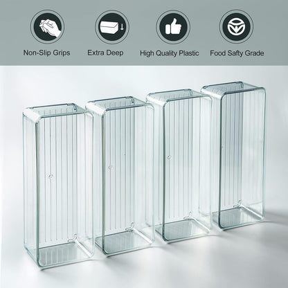 8 Pack Clear Plastic Drawer Organizer Bins Set, Stackable Cutlery Storage Bins Trays for Organizing Kitchen, Bathroom, Office, Crafts, Gadgets, Cabinet Supplies