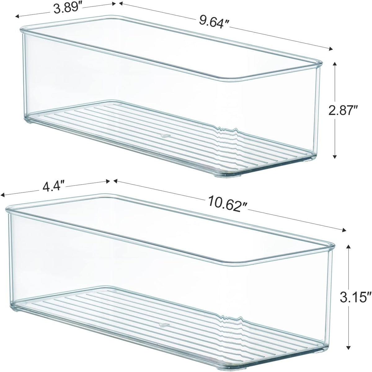 8 Pack Clear Plastic Drawer Organizer Bins Set, Stackable Cutlery Storage Bins Trays for Organizing Kitchen, Bathroom, Office, Crafts, Gadgets, Cabinet Supplies
