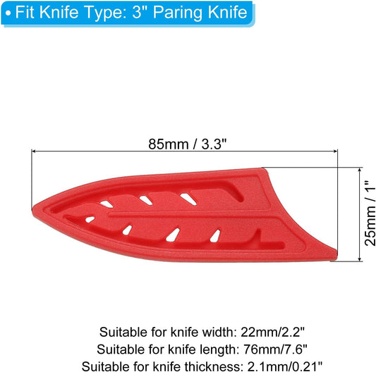 Plastic Safety Knife Cover Sleeves for 3" Paring Knife, 2 Pack Knives Edge Guard Blade Protector Universal Knife Sheath for Kitchen, Red
