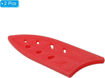 Plastic Safety Knife Cover Sleeves for 3" Paring Knife, 2 Pack Knives Edge Guard Blade Protector Universal Knife Sheath for Kitchen, Red