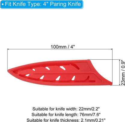 Plastic Safety Knife Cover Sleeves for 3" Paring Knife, 2 Pack Knives Edge Guard Blade Protector Universal Knife Sheath for Kitchen, Red