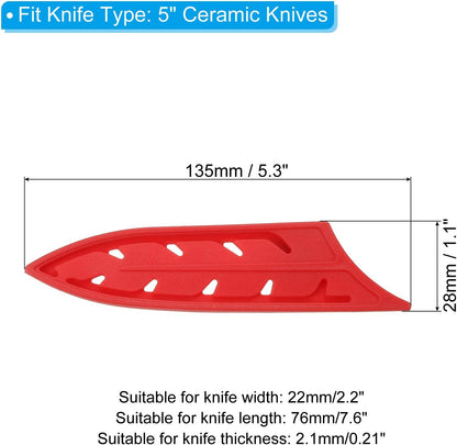 Plastic Safety Knife Cover Sleeves for 3" Paring Knife, 2 Pack Knives Edge Guard Blade Protector Universal Knife Sheath for Kitchen, Red