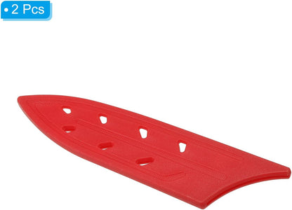 Plastic Safety Knife Cover Sleeves for 3" Paring Knife, 2 Pack Knives Edge Guard Blade Protector Universal Knife Sheath for Kitchen, Red