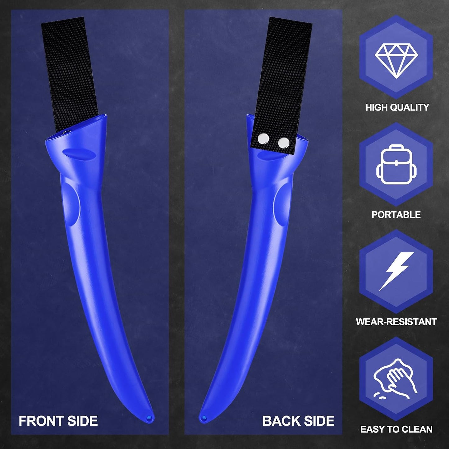 7" Fillet Knife, Semi-Flexible High Carbon Steel for Fish W/Sheath | Non-slip handle, secure grip, High carbon steel stays sharp, For fish, meat, poultry w/sheath, Great for kitchen & outdoor.