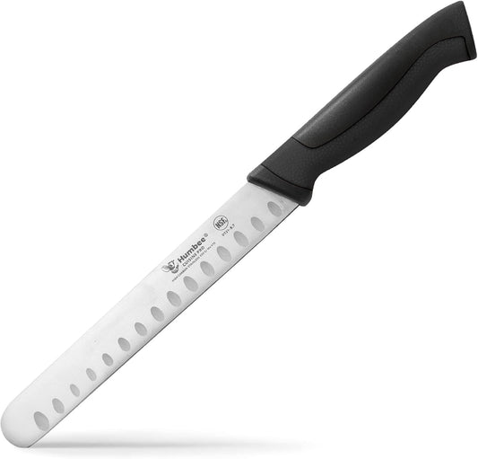 8-Inch Chef Carving Knife with Granton Edge for Slicing Turkey Ham and Meat | NSF Certified | German Stainless Steel Blade | Dishwasher Safe Ergonomic Handle, DT-21 Series, Black