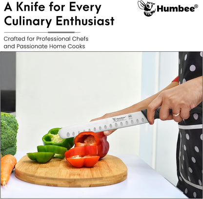 8-Inch Chef Carving Knife with Granton Edge for Slicing Turkey Ham and Meat | NSF Certified | German Stainless Steel Blade | Dishwasher Safe Ergonomic Handle, DT-21 Series, Black
