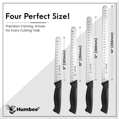 8-Inch Chef Carving Knife with Granton Edge for Slicing Turkey Ham and Meat | NSF Certified | German Stainless Steel Blade | Dishwasher Safe Ergonomic Handle, DT-21 Series, Black