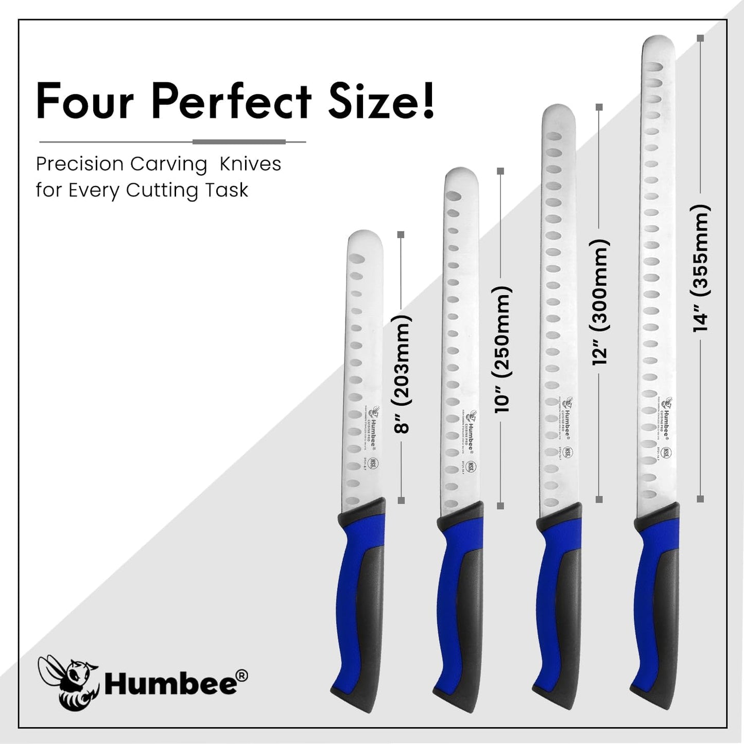 8-Inch Chef Carving Knife with Granton Edge for Slicing Turkey Ham and Meat | NSF Certified | German Stainless Steel Blade | Dishwasher Safe Ergonomic Handle, DT-21 Series, Black