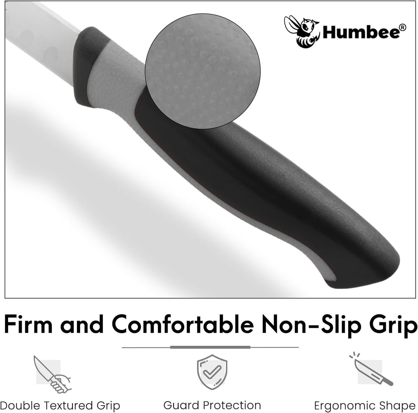 8-Inch Chef Carving Knife with Granton Edge for Slicing Turkey Ham and Meat | NSF Certified | German Stainless Steel Blade | Dishwasher Safe Ergonomic Handle, DT-21 Series, Black