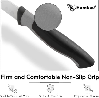 8-Inch Chef Carving Knife with Granton Edge for Slicing Turkey Ham and Meat | NSF Certified | German Stainless Steel Blade | Dishwasher Safe Ergonomic Handle, DT-21 Series, Black