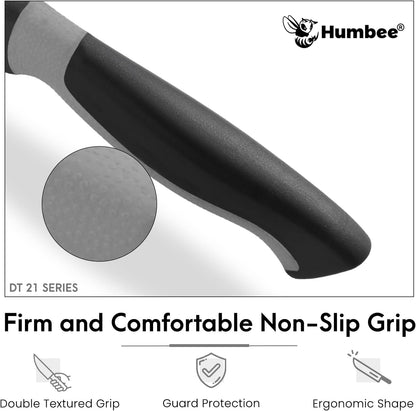 8-Inch Chef Carving Knife with Granton Edge for Slicing Turkey Ham and Meat | NSF Certified | German Stainless Steel Blade | Dishwasher Safe Ergonomic Handle, DT-21 Series, Black